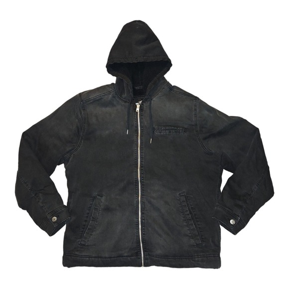 Hollister Other - Hollister Coat Men's XL Fleece Lined Heavy Weight Black Hooded Full Zip